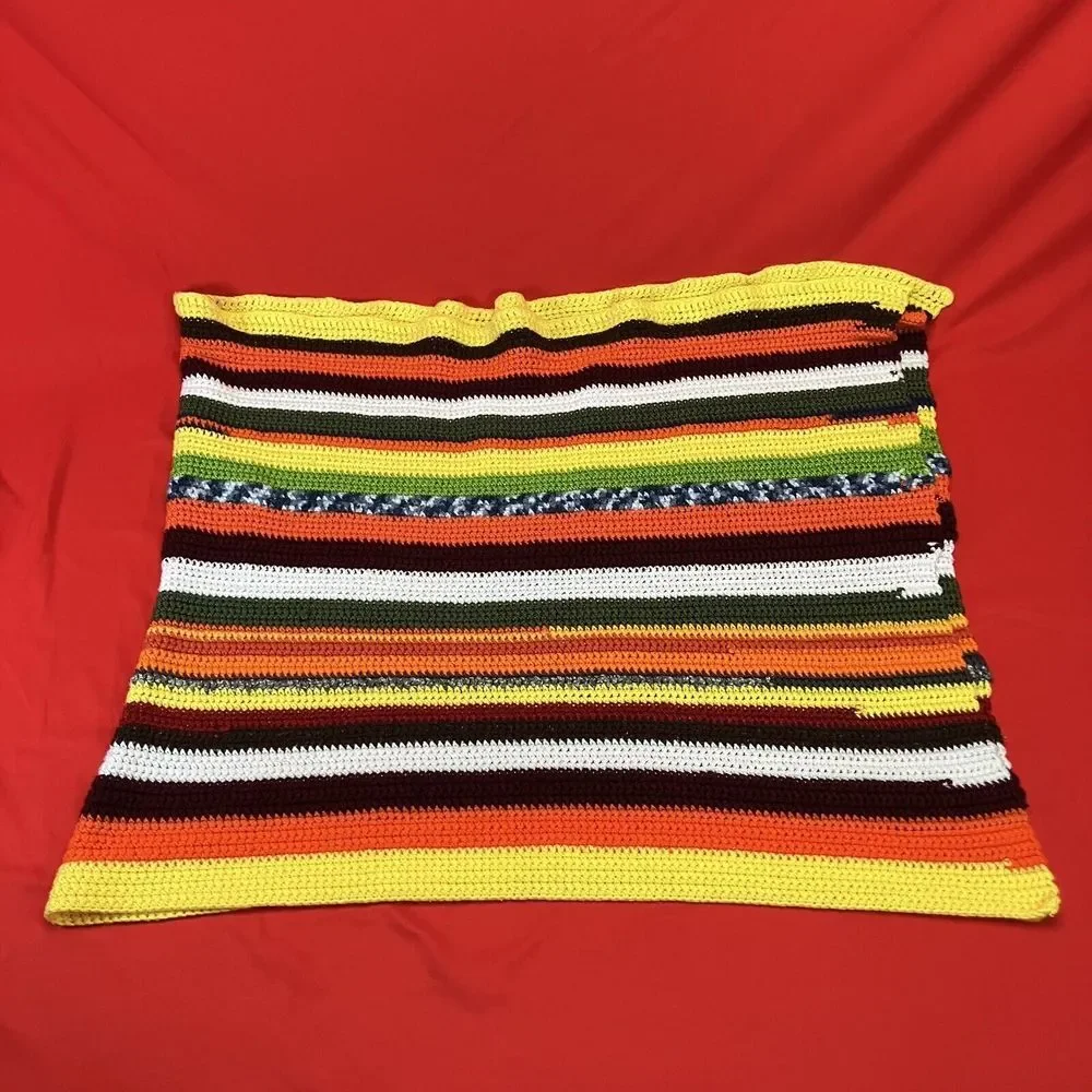 Vintage Granny Crochet Table Runner / Sofa‎ Throw Handmade Multicolor 65x25